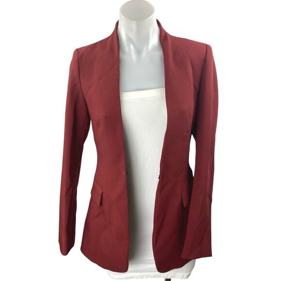 Zara Women's Red Open Front Long Sleeve Pockets Blazer Coat Jacket Top Size XS - Picture 1 of 4